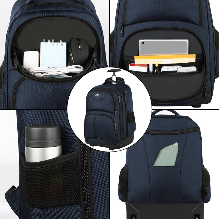 MATEIN - Mochila con ruedas, mochila rodante para laptop apta para...