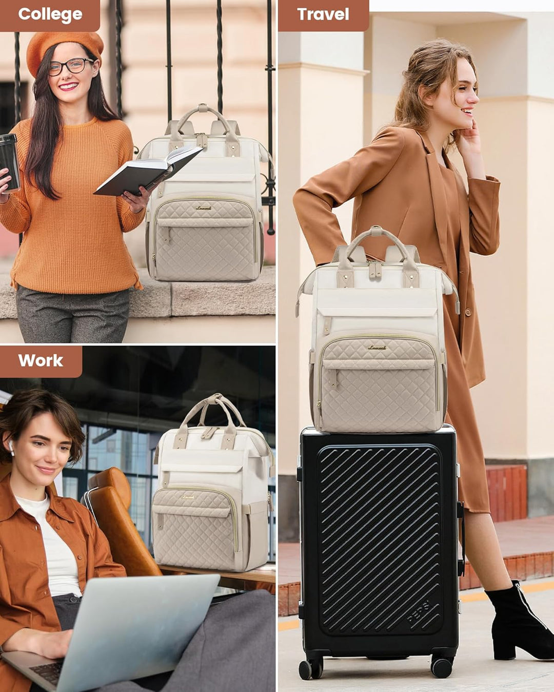 LOVEVOOK - Mochila para laptop de mujer, 15.6'' impermeable...