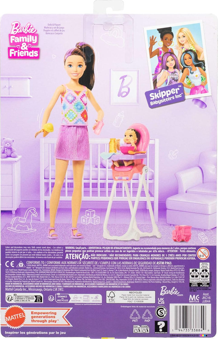 Barbie Skipper Babysitters, Inc. Set de juego con muñeca morena, mu...