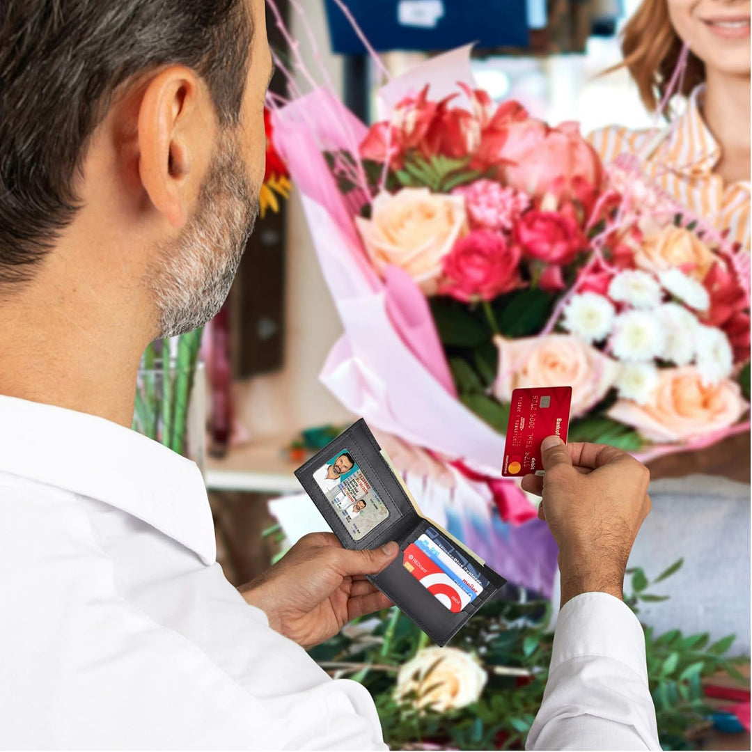 BULL GUARD Billeteras plegables con bloqueo RFID para hombres con 2...