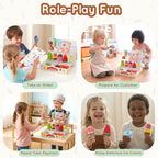 Ehome - Juego de helado plegable de madera para niños, juego de comida de