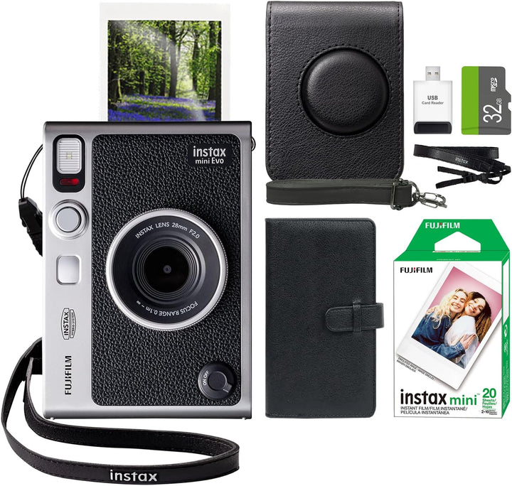 Cámara instantánea híbrida Fujifilm Instax Mini EVO negra + películ...