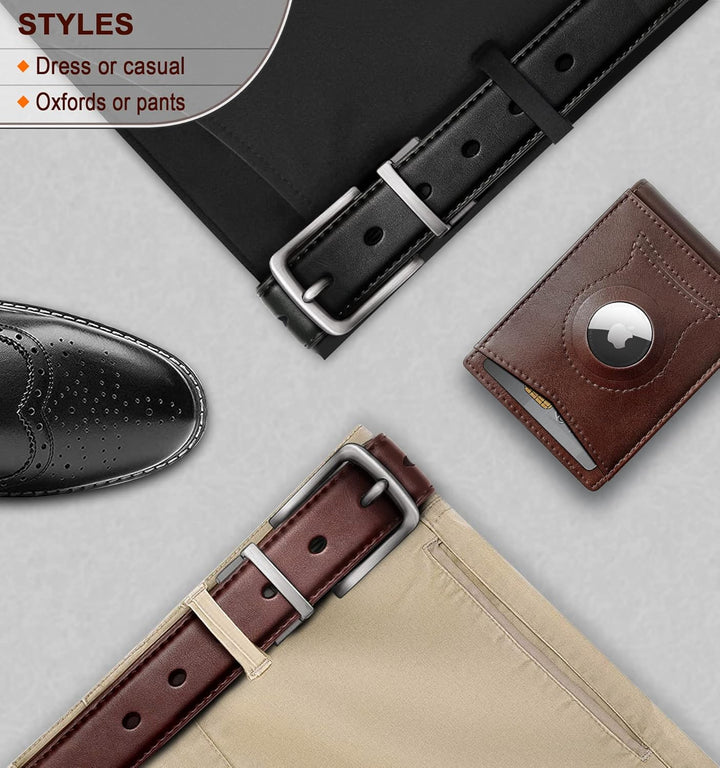 BULLIANT Cinturón para hombre, cinturón reversible ajustable para r...