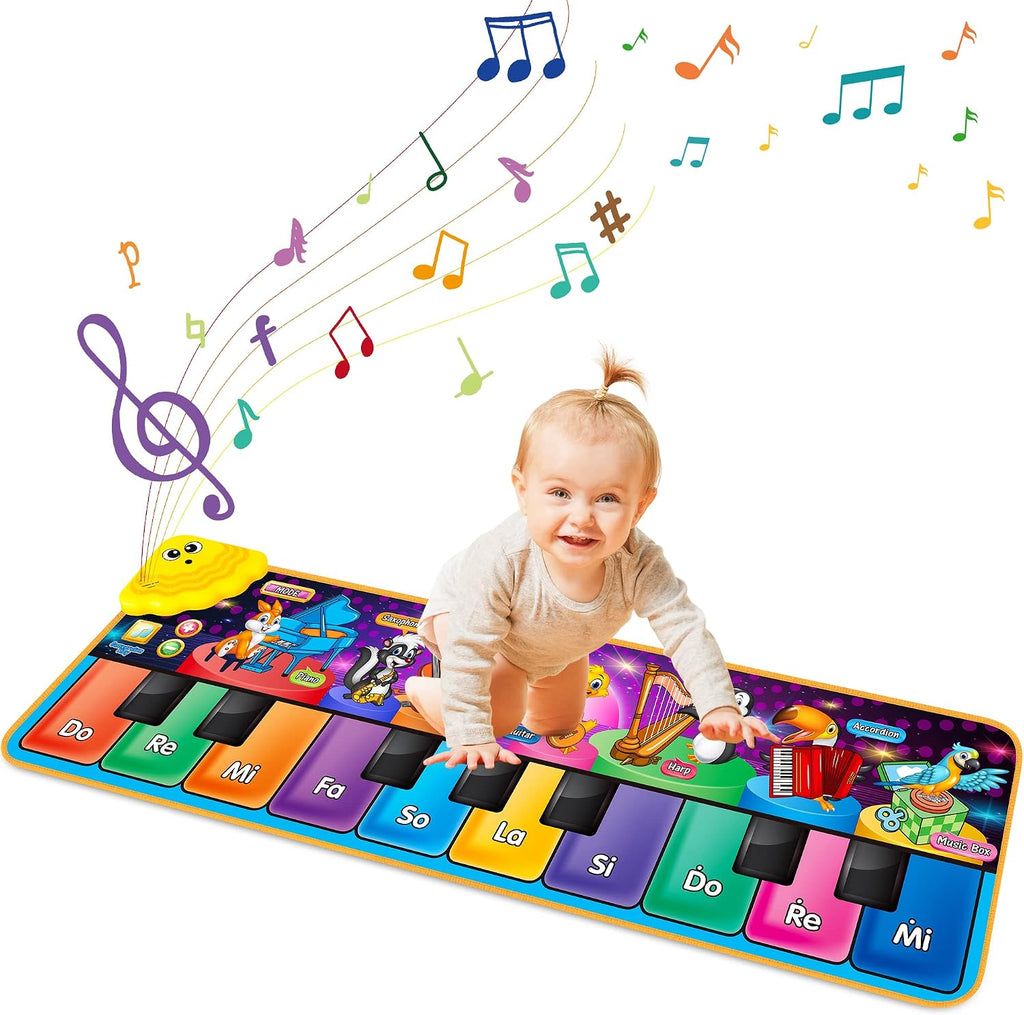 Alfombrillas musicales de piano para niños con 25 sonidos musicales, juguetes musicales, teclado de piano para bebé, alfombra, manta de animal, tapete táctil, juguetes de educación temprana para niñas