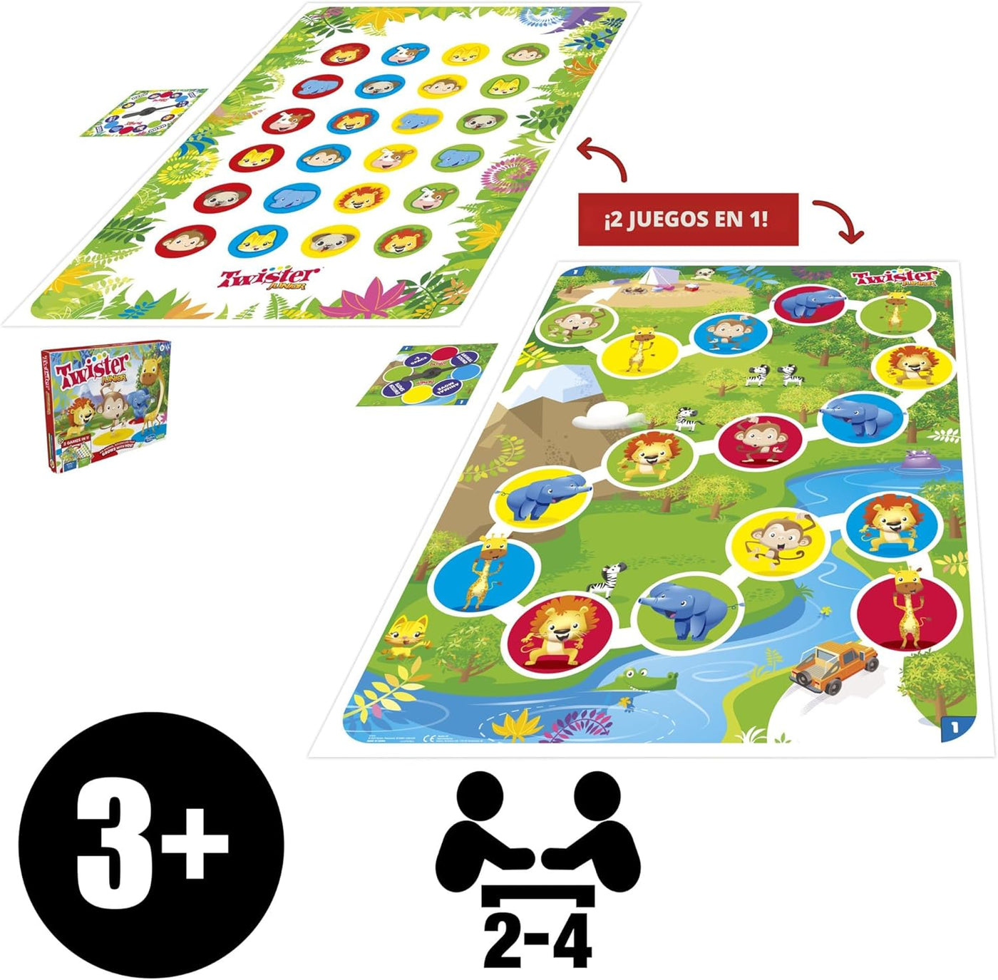 Hasbro Gaming Twister Junior Game Animal Adventure 2 caras