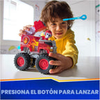 PAW Patrol: Rescue Wheels Marshall’s Firetruck, Camión de juguete con lanzador de proyectiles y figura de acción coleccionable, juguetes para niños y niñas de 3 años en adelante