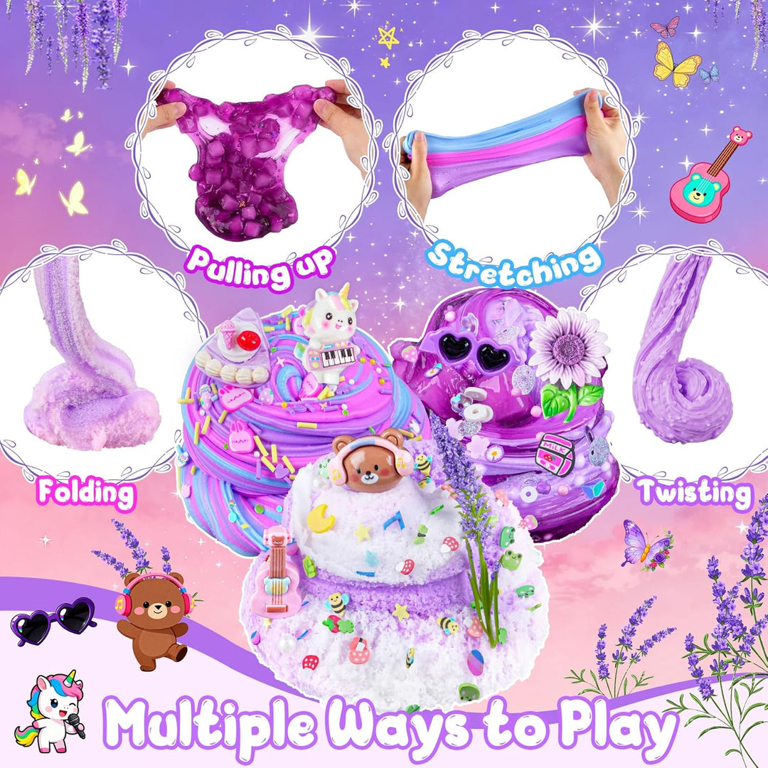 Paquete de 6 Slimes, Slime Morado para Niños, Kit de Slime de Nube...