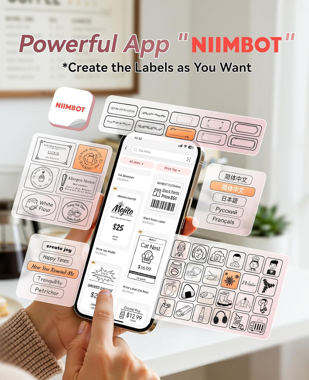 NIIMBOT Máquina etiquetadora B2 con cinta para oficina en casa, rosa