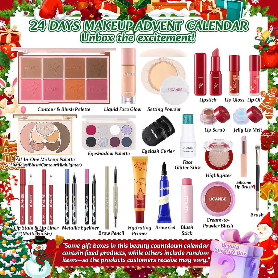 UCANBE Calendario de Adviento de maquillaje de lujo 2025, juego de...
