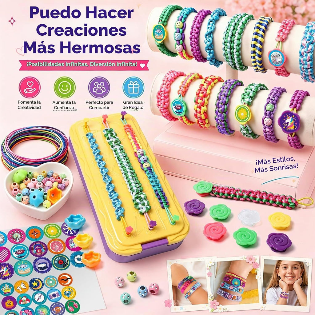 Arte y manualidades para niños de 8 a 12 años de edad, kit de fabricación de pulseras de amistad para niñas, las mejores ideas de regalos de cumpleaños para niñas de 7, 9, 10, 11 años, juego de