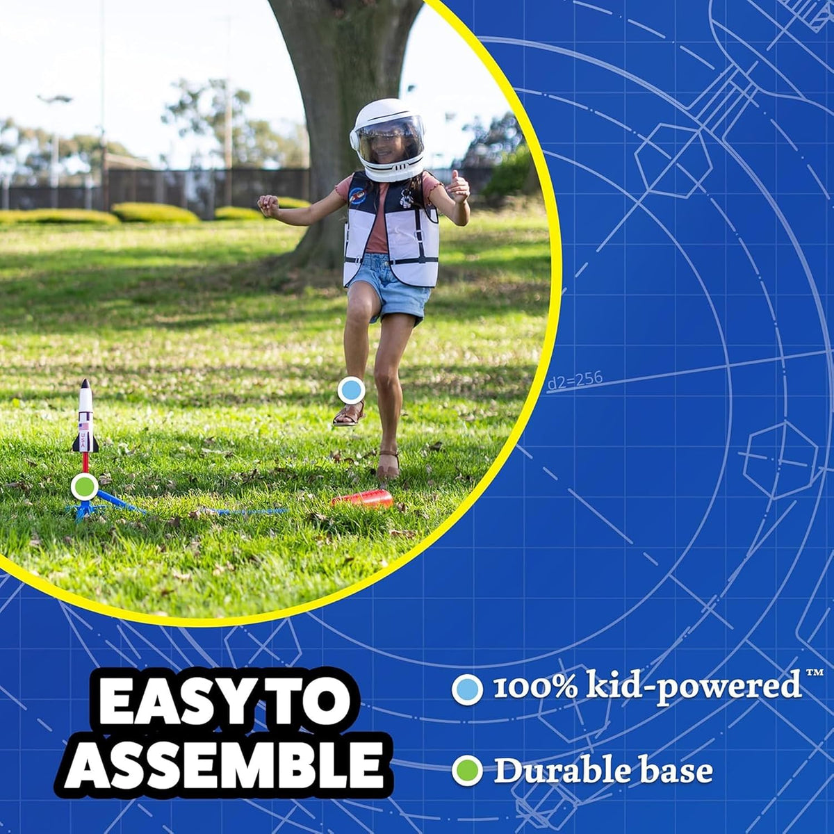 Stomp Rocket Space Collection - Lanzacohetes para niños, 3 cohetes de la NASA, juguete divertido para patio trasero y exterior, regalo para niños y niñas, juego de lanzador de espuma suave STEM que se eleva hasta 100 pies, a partir de 5 años