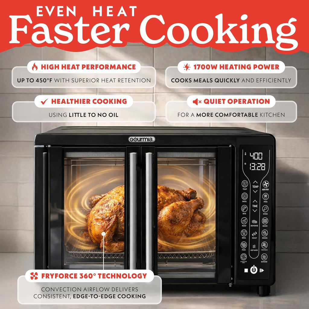 Gourmia - Horno tostador, capacidad para 6 rebanadas, pantalla digital