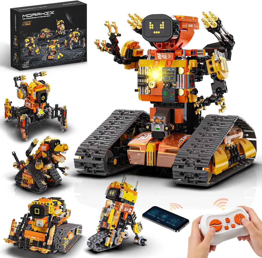 Gohero Kit de construcción de robot, juguetes STEM 5 en 1 para niños de 8 a 10 años con control remoto y aplicación
