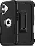 Funda para iPhone 16 con funda de clip para cinturón, 2 protectores de pantalla, protección de grado militar, anticaídas, a prueba de golpes, color negro