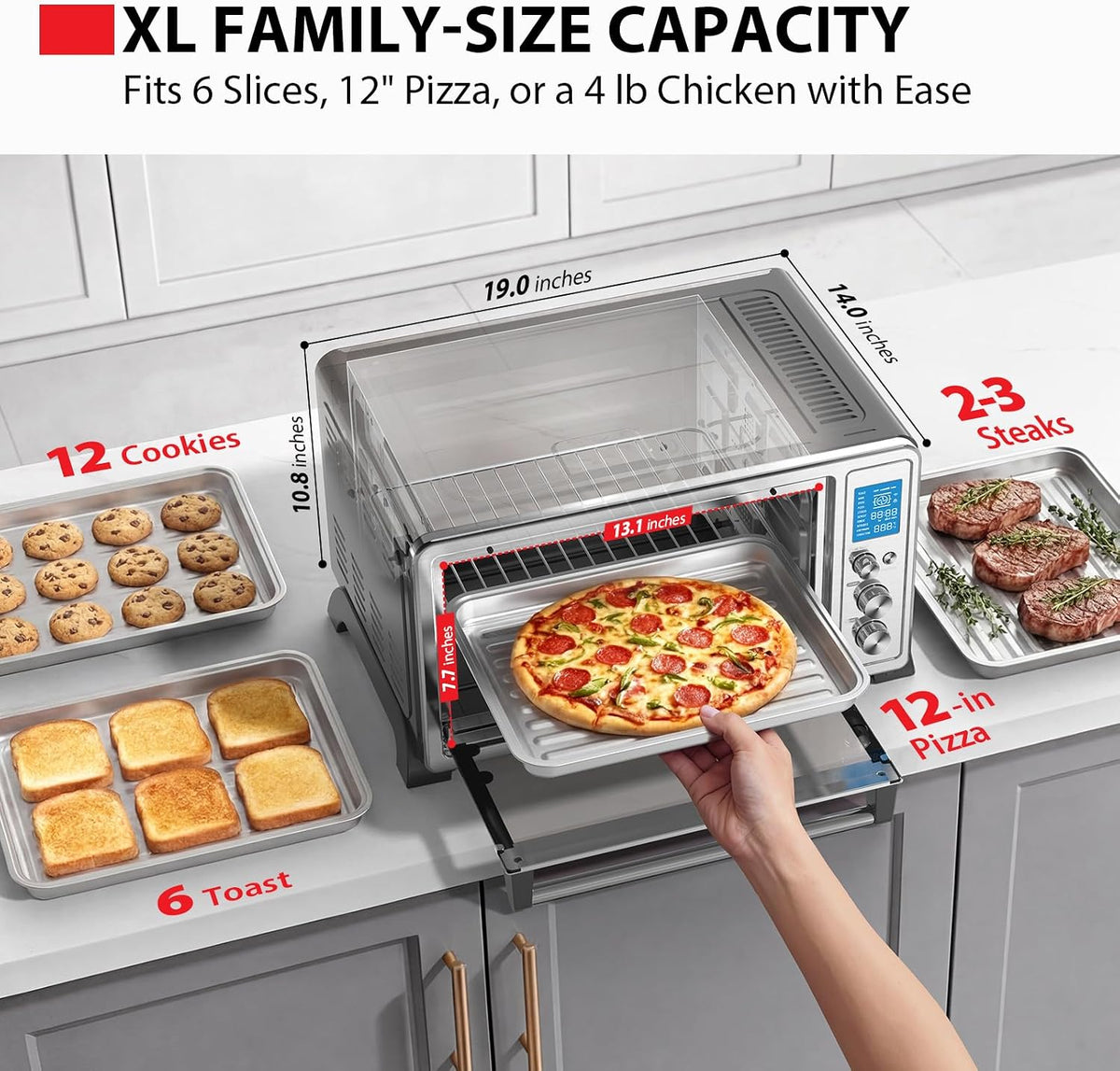TOSHIBA Horno tostador de convección 10 en 1, horno de encimera de 6