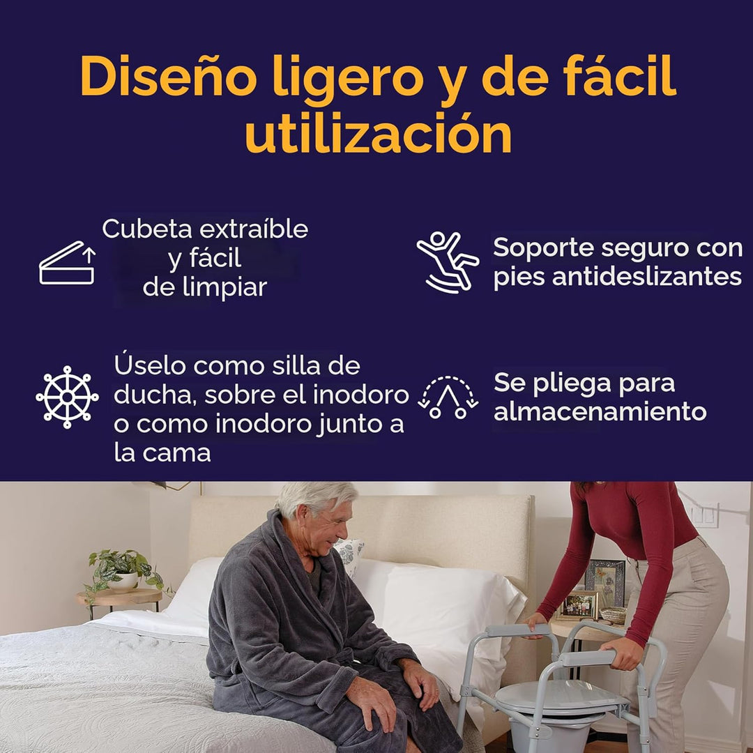 Drive Medical Inodoro de acero plegable portátil