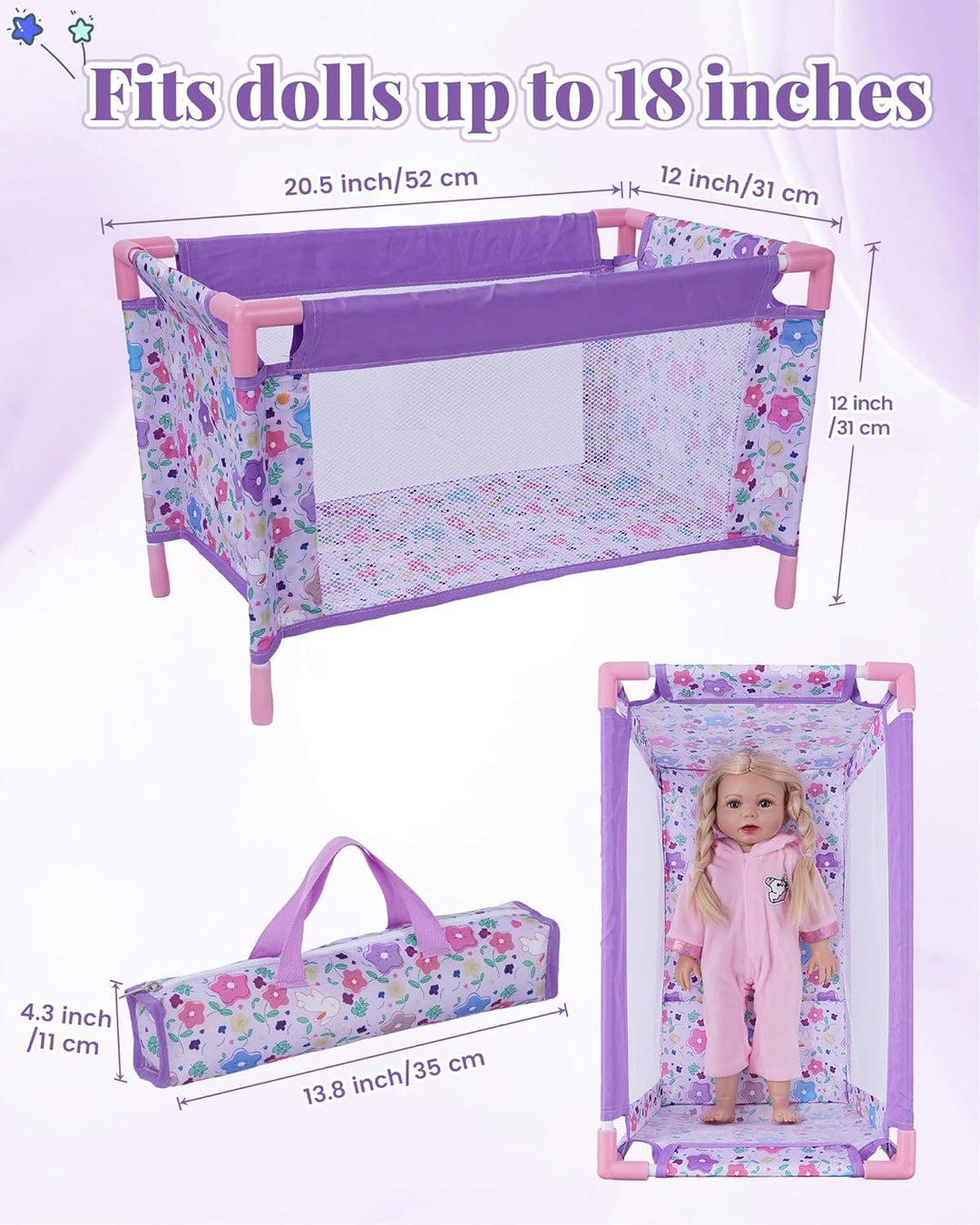 BABESIDE Juego de Cuna para Muñecas de Bebé para Muñecas de 18 Pulg...