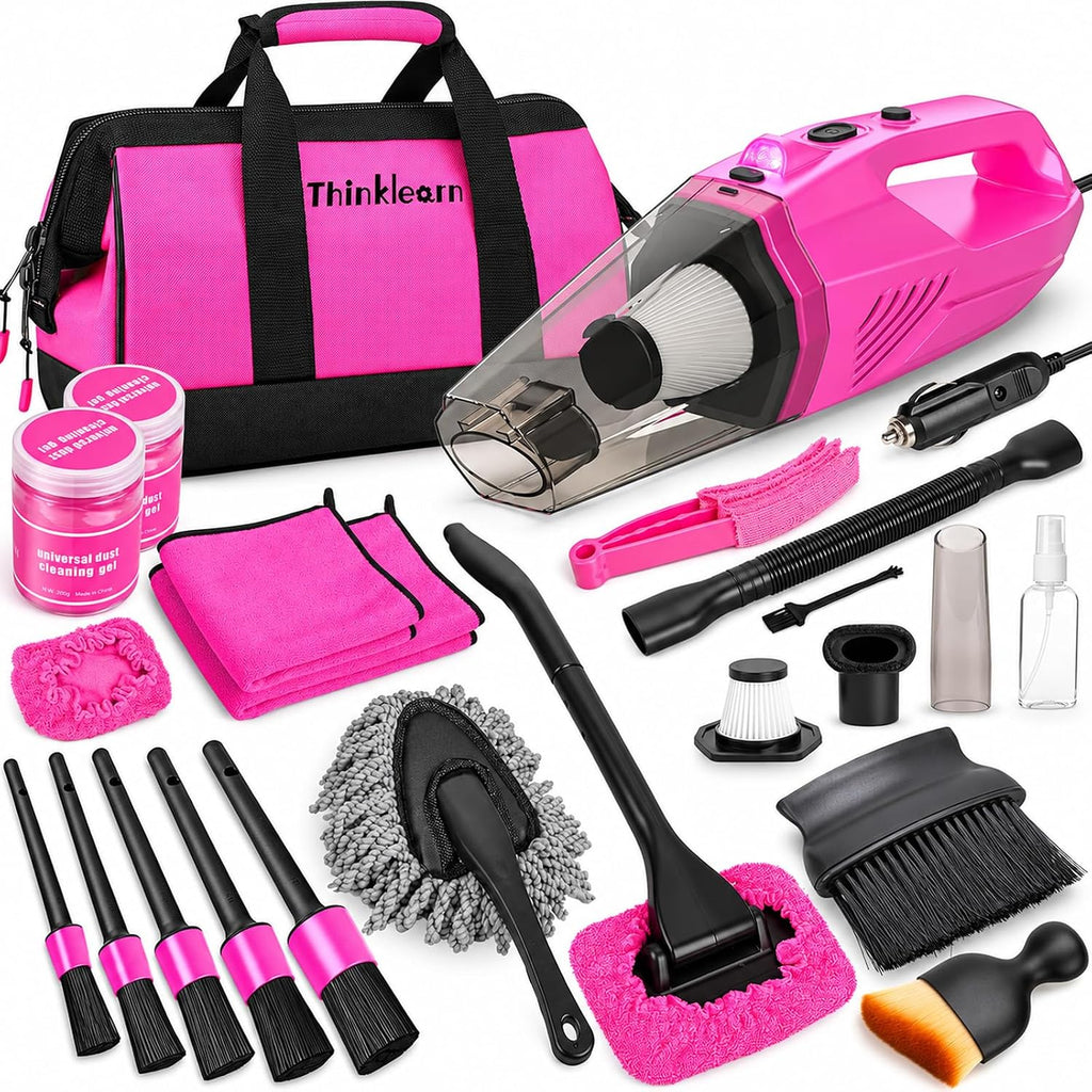 ThinkLearn Kit de limpieza para auto con aspiradora de alto poder para detailing