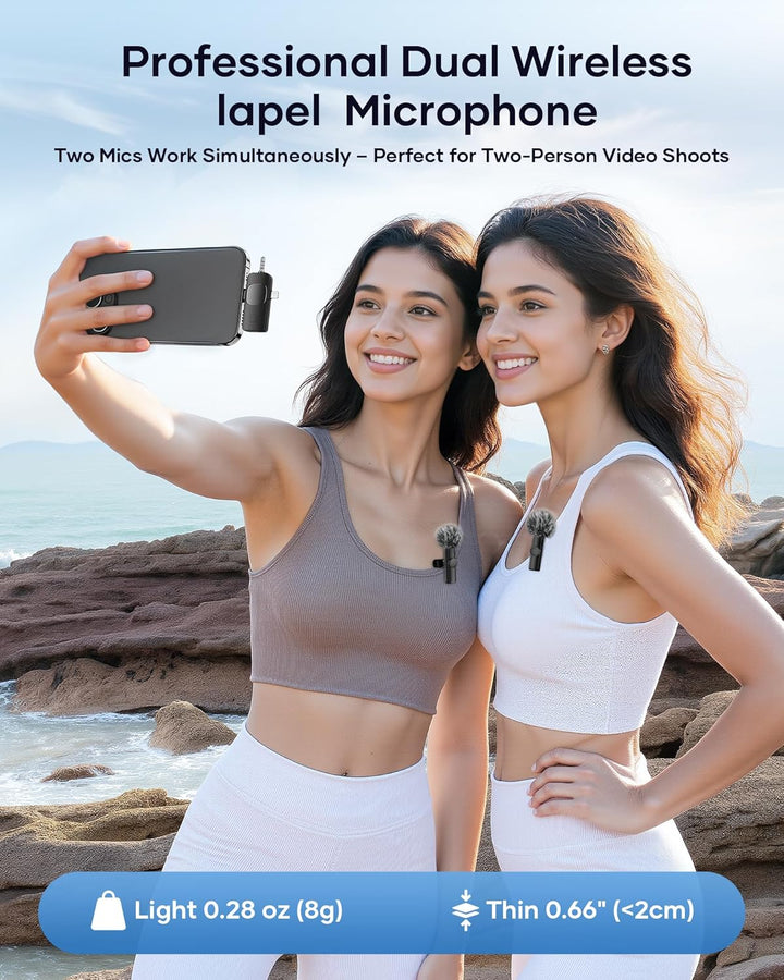 Micrófono inalámbrico para iPhone, iPad, teléfono Android y cámara,...