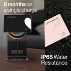 SPOTMINDERS - Paquete de 2 rastreadores de cartera con certificación MFi de Apple, color negro y rosa (solo iOS), paquete de viaje para parejas, 0.07 pulgadas, funciona con Apple Find My recargable, buscador de artículos delgado para equipaje, pasaporte