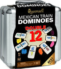 Queensell Mexican Train Dominoes Set con Numbers, Double 12 Dominoes para Adultos, Mexican Domino Train para Adults y Family - Juego de Dominoes 91 Fichas con Estuche de Aluminio