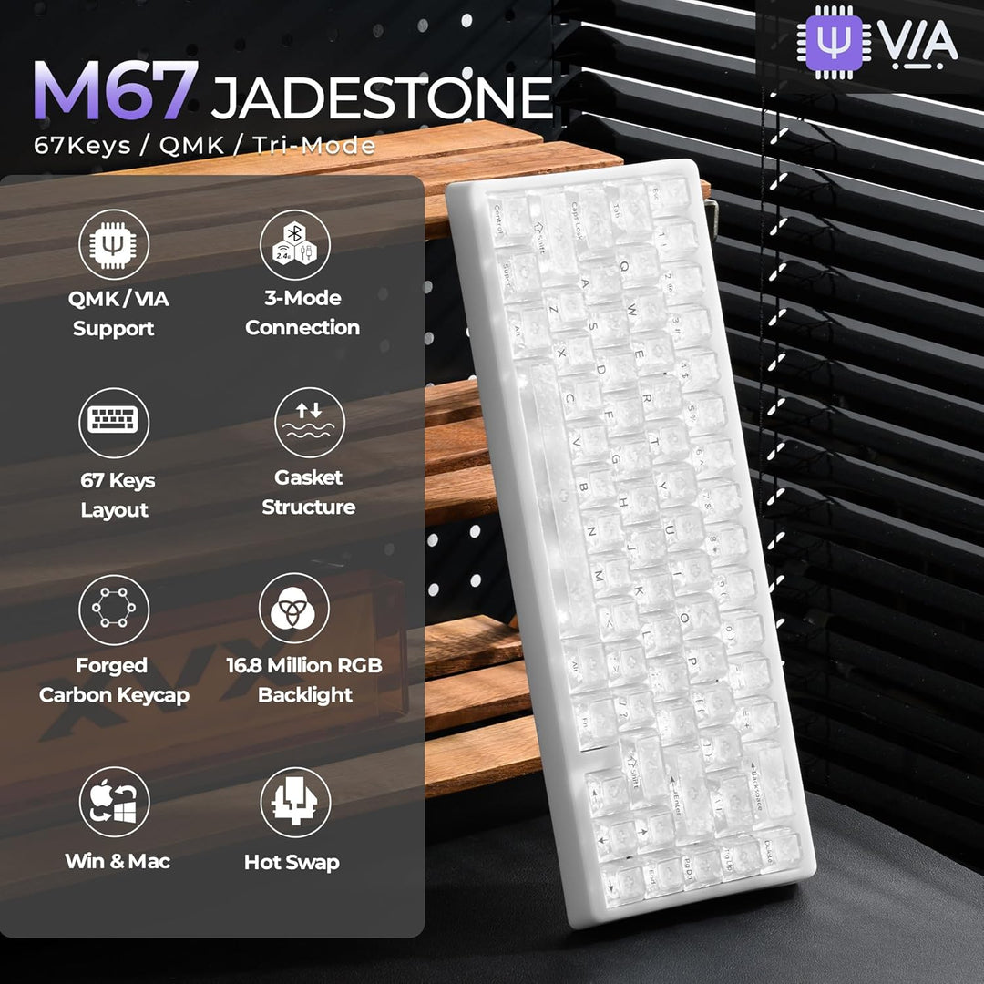 HITIME x XVX M67 JadeStone Teclado mecánico inalámbrico 60% para ju...