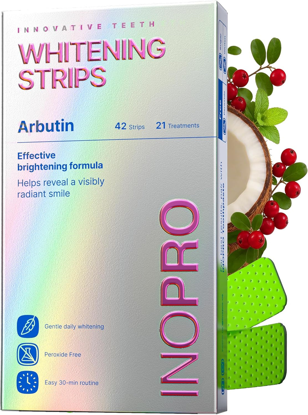 InoPro Kit de 21 tiras blanqueadoras dentales, blanqueador de dient...