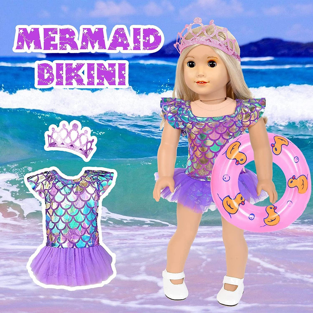 Ropa de muñeca sirena de 18 pulgadas y estuche de accesorios para m...