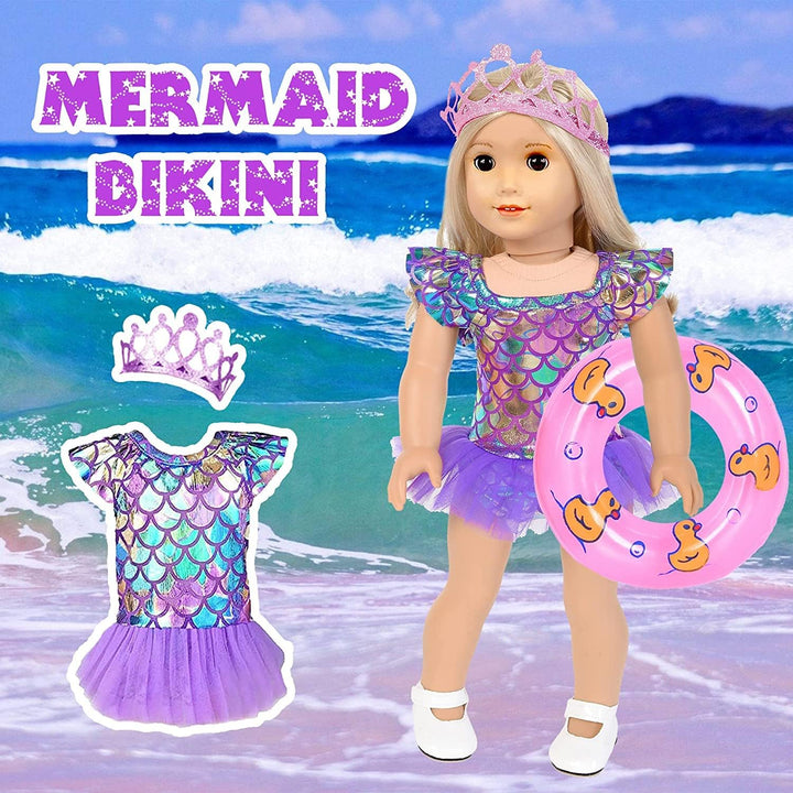 Ropa de muñeca sirena de 18 pulgadas y estuche de accesorios para m...