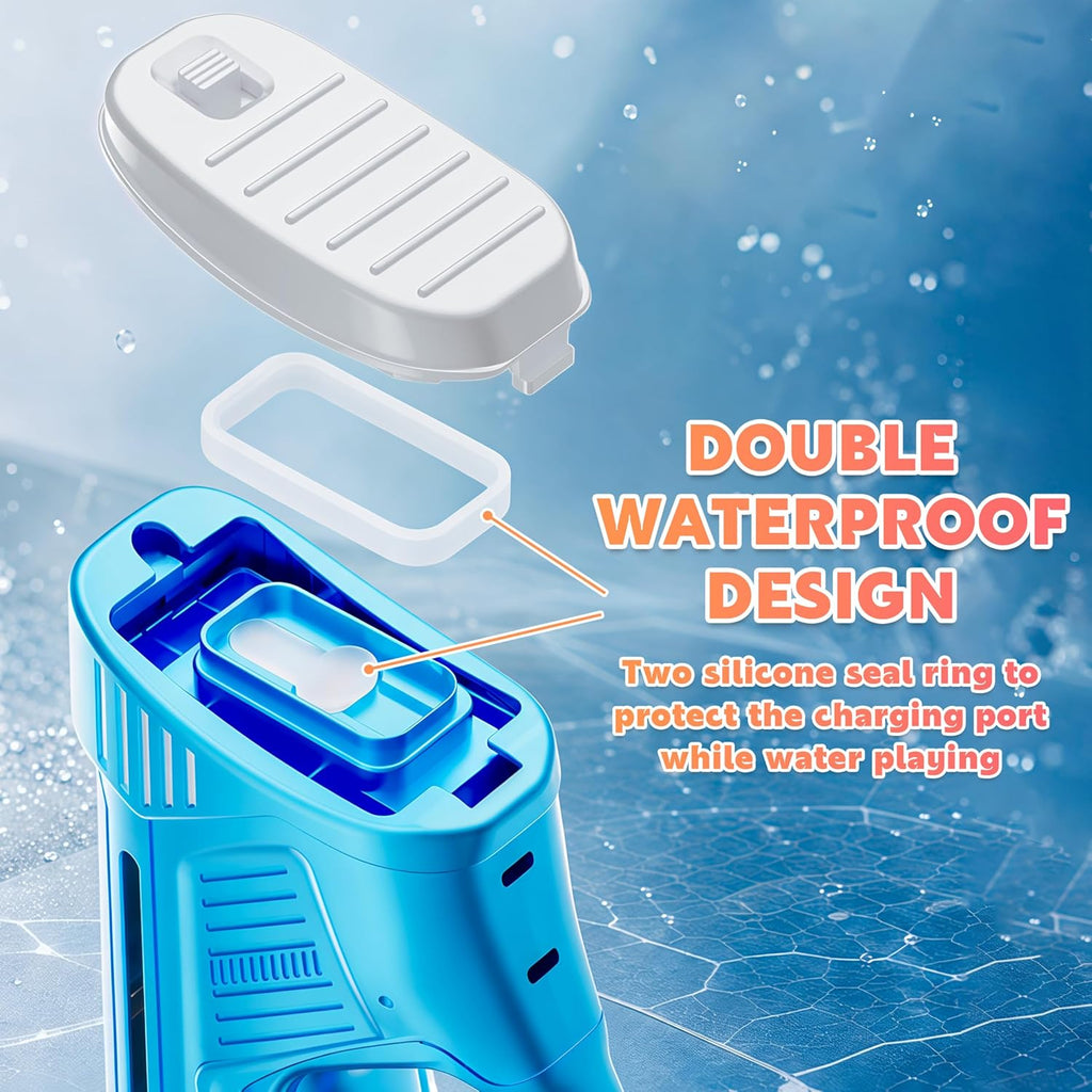 Pistola de agua eléctrica para adultos y niños, puerto de carga USB-C, pistola de chorro potente automática, ráfagas de disparo de alta potencia, pistola de agua automática de largo alcance