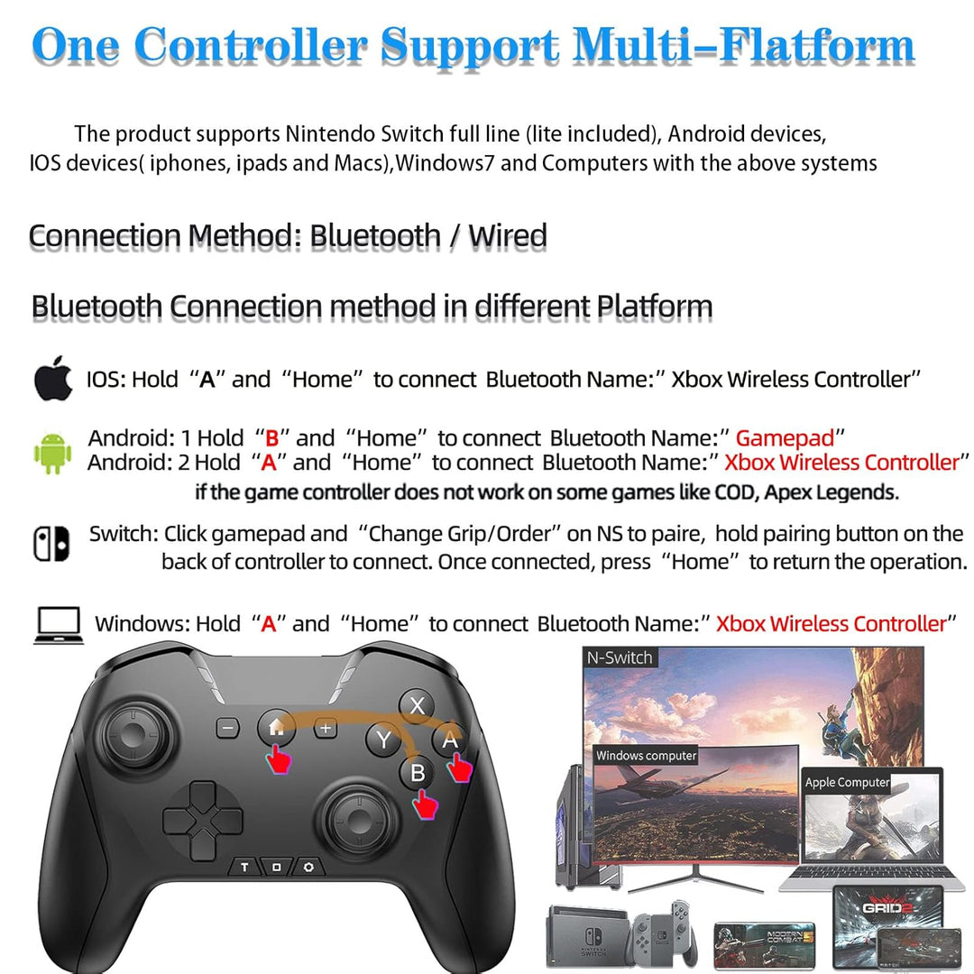 Bluetooth Controller for Switch\/Mac\/PC\/Steam\/Mobile Phone\/iOS\...