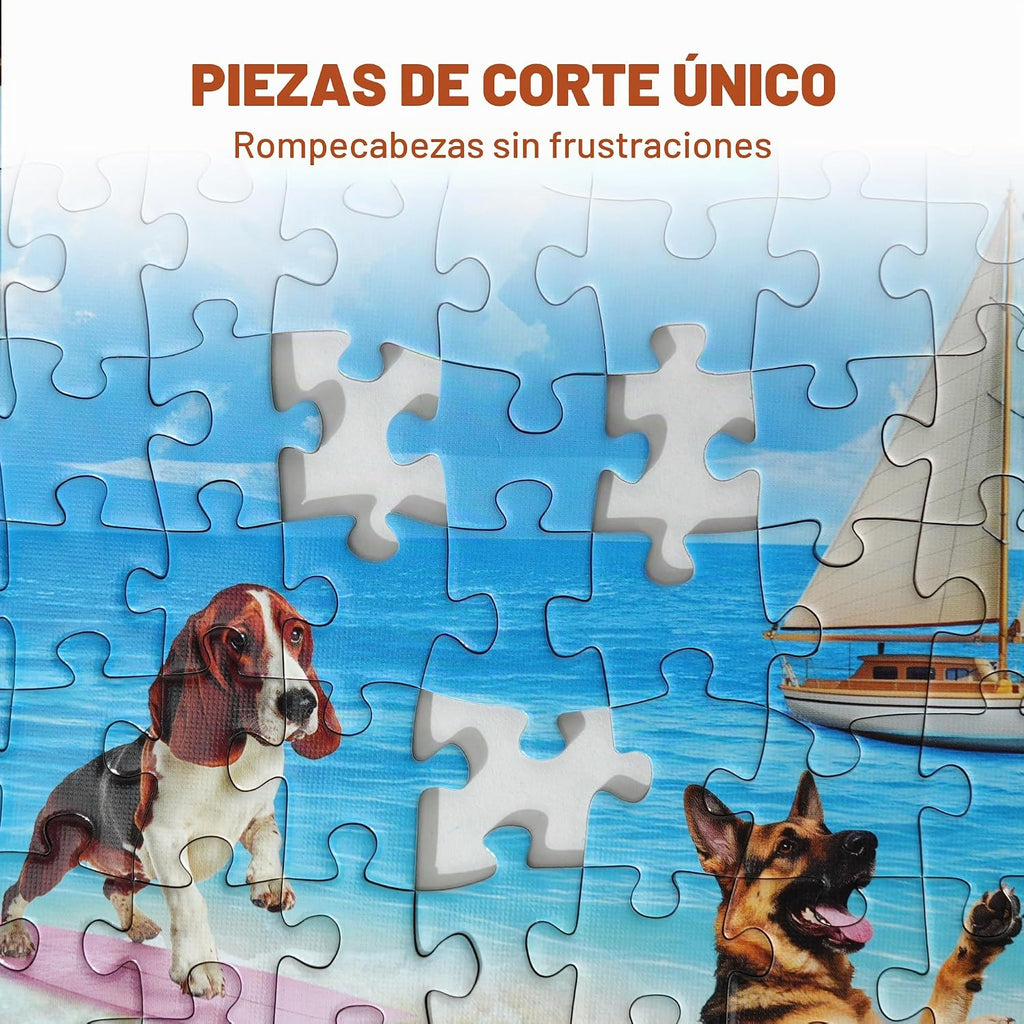 BenBen Paquete de 4 rompecabezas de 1000 piezas para adultos, perros, faros