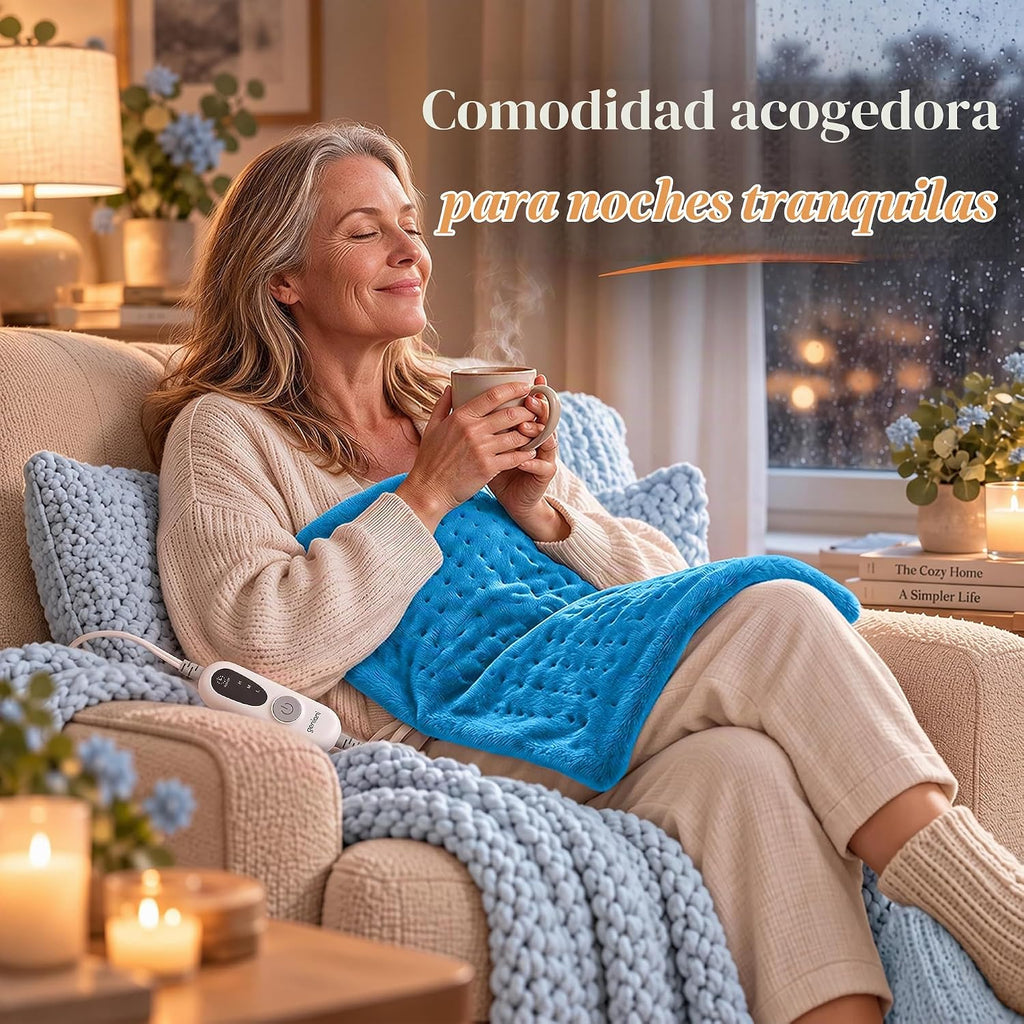 GENIANI Almohadilla térmica eléctrica para aliviar el dolor de espalda y calambres, manta eléctrica, regalos de cuidado personal para mujeres, almohadilla térmica para cuello y hombro, microfelpa lavable a máquina, apagado automático (12 x 24 pulgadas