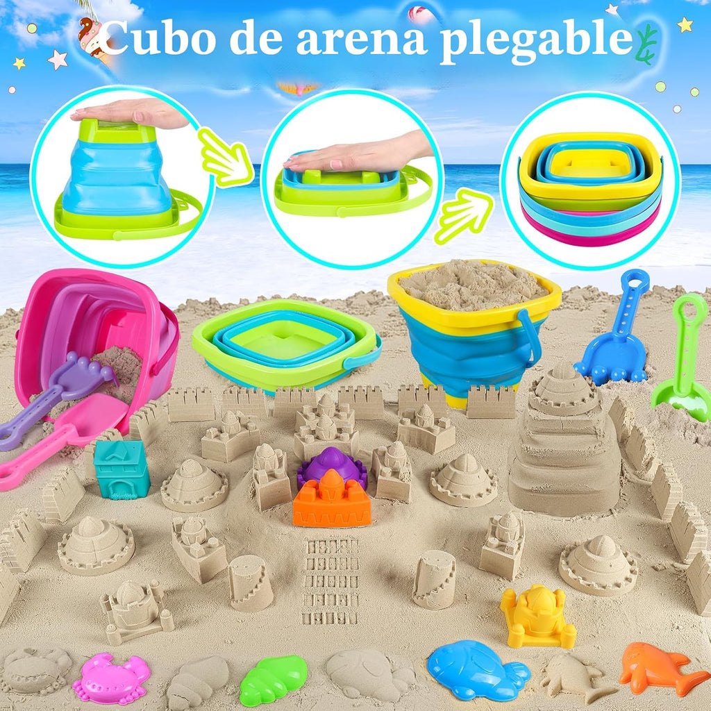 RACPNEL Juguetes de playa con cubos plegables, castillo de helado para