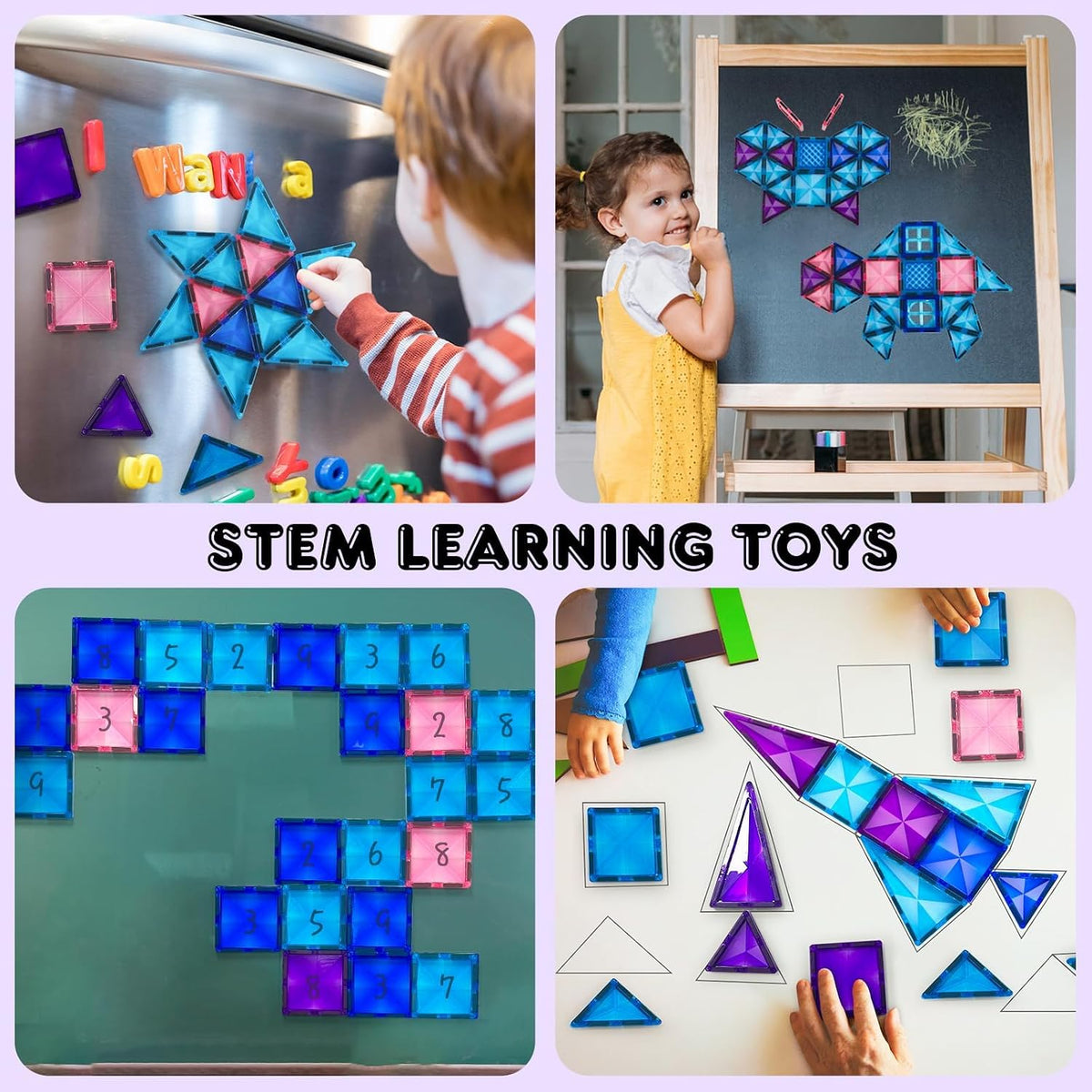 Azulejos magnéticos, 116 bloques de construcción magnéticos, bloques magnéticos de diamante 3D, juguetes de construcción para niños, juguetes educativos para niños y niñas de 3, 4, 5, 6, 7, 8