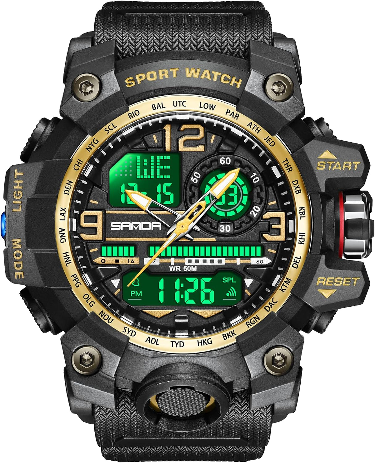 Relojes para Hombre Deportivos al Aire Libre, Resistente al Agua, Militar, Fecha, Multifunción, Tácticas, Pantalla LED, Alarma, Cronómetro para Hombre 3133