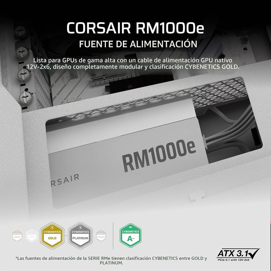 CORSAIR RM1000e (2025) Fuente de alimentación completamente modular...