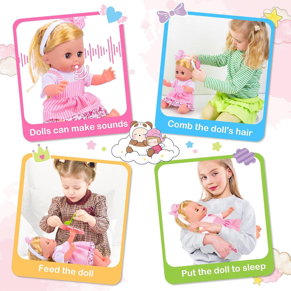 PROOU Set de Juguetes de Muñecas de Cuidado de Bebé, Set de 36 Piez...