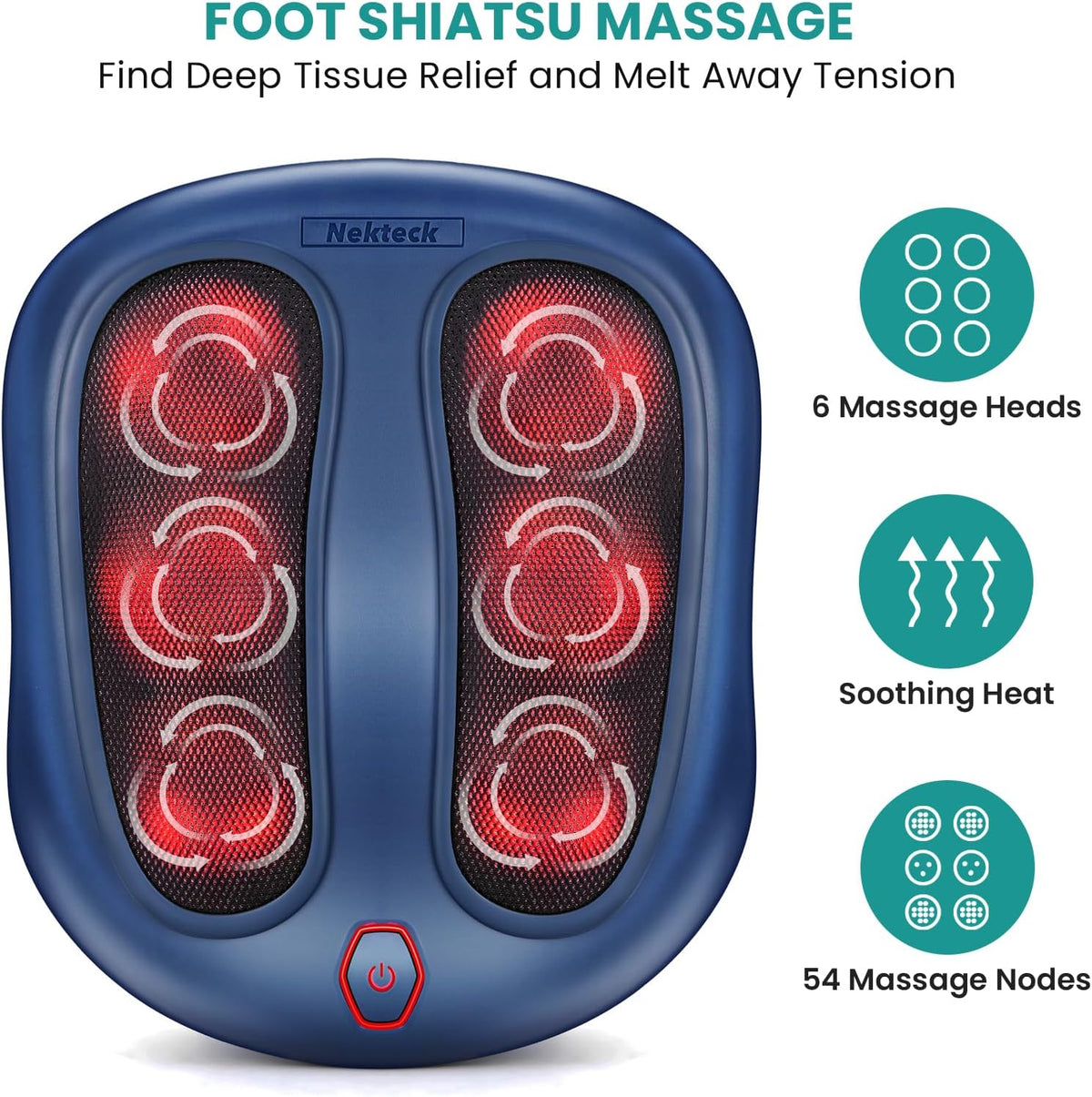 Nekteck Masajeador de pies Shiatsu con calor para neuropatía