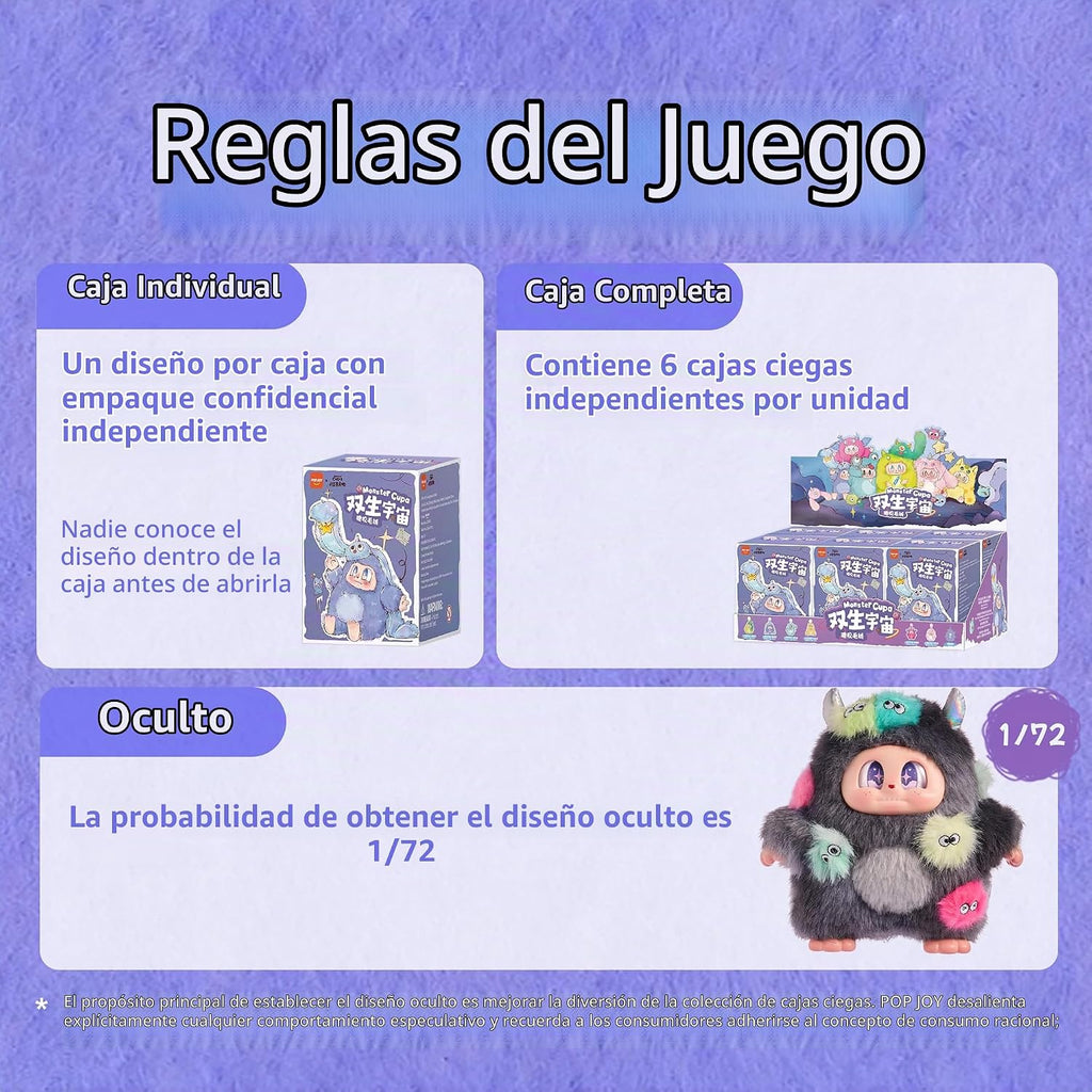 POP JOY Peluche Blindbox Monster Cupa - Llavero de peluche (al azar 1)
