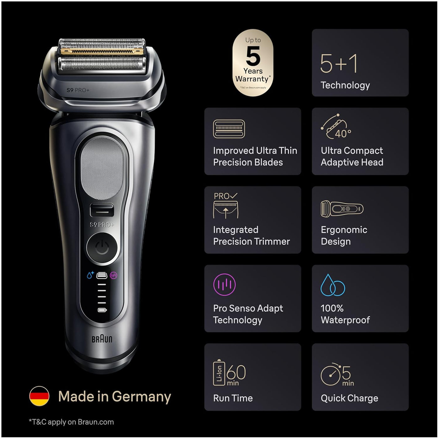 Braun Maquinilla de afeitar eléctrica para hombres Serie 9 PRO+ Máq...