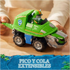 PAW Patrol Jungle Pups Vehículo Tortuga Mordedora de Rocky y Figura de Acción