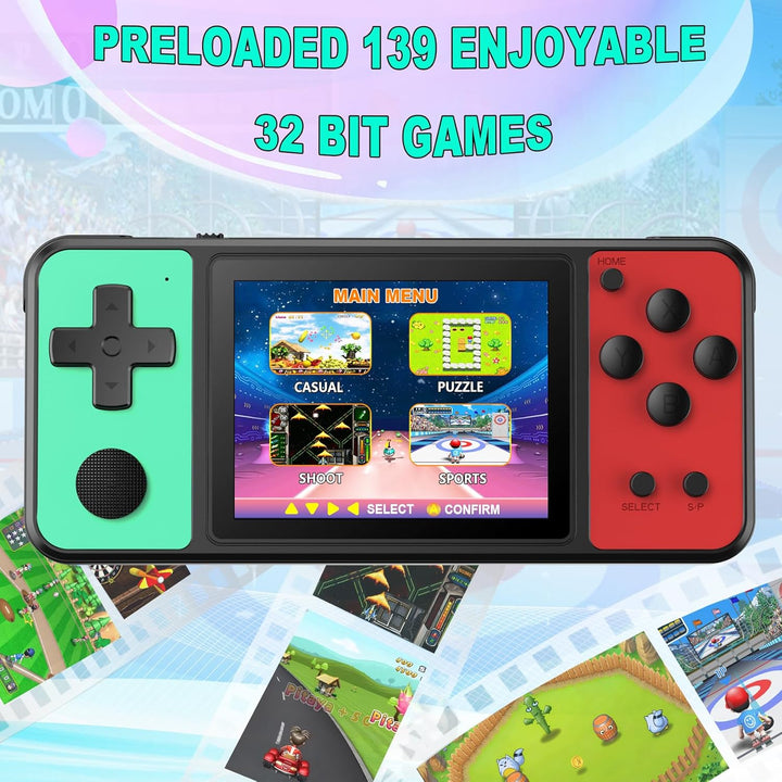 KAVOYI Juegos de mano de 32 bits para niños, 139 videojuegos integr...