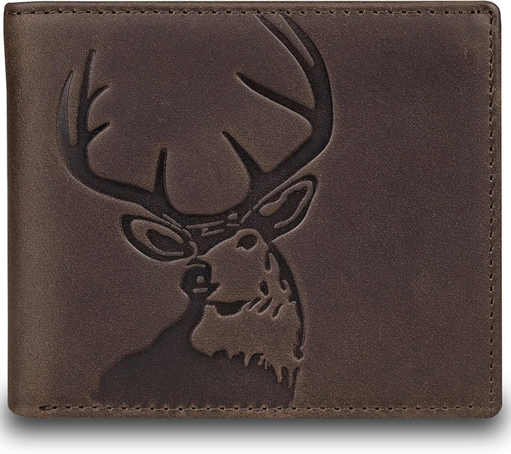 DK86 Cartera de cuero genuino para hombre, billetera biplegable con...