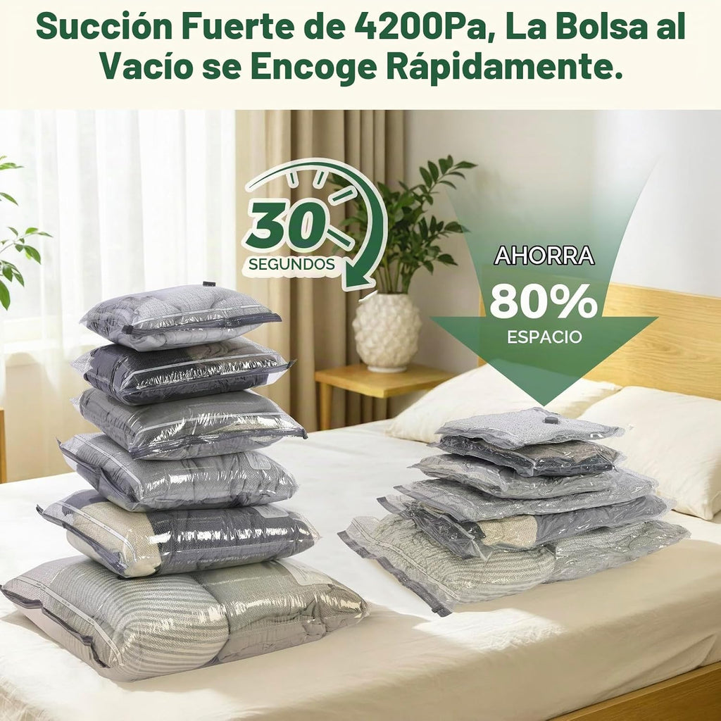 Bolsas de Almacenamiento al Vacío con Bomba Digital Inalámbrica - Combo de 9