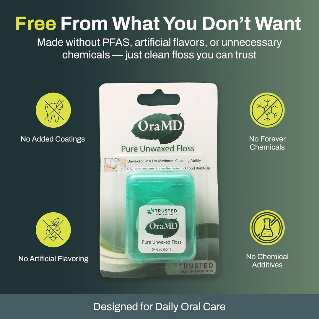 OraMD Oral Care - Hilo dental puro sin encerrar, 54.6 yardas, sin P...