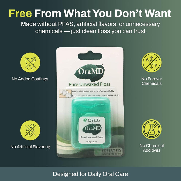OraMD Oral Care - Hilo dental puro sin encerrar, 54.6 yardas, sin P...