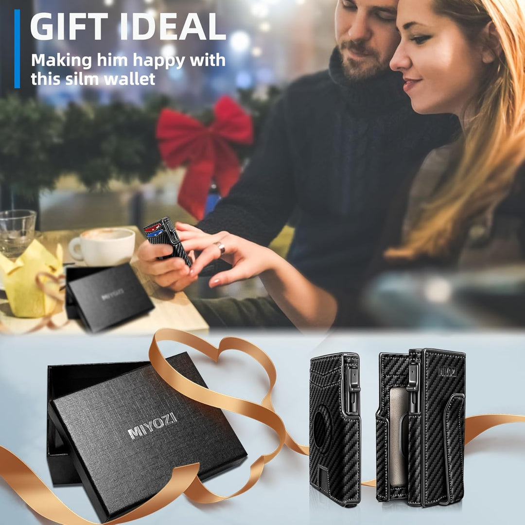 Miyozi - Billetera Airtag para hombre, con clip de dinero, estuche...
