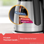BLACK+DECKER Cafetera programable térmica de 12 tazas con fuerza de