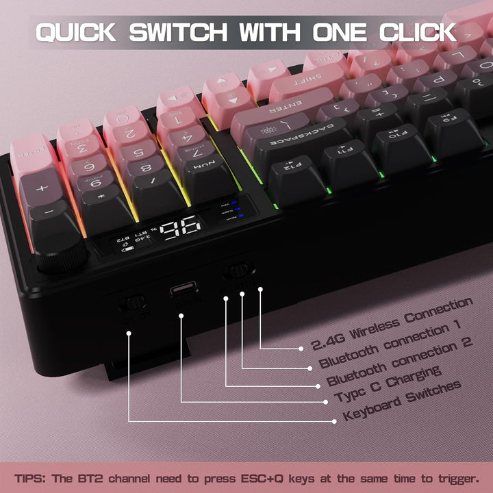 LexonElec Teclado Inalámbrico M96, Teclado de Juegos de Membrana de...